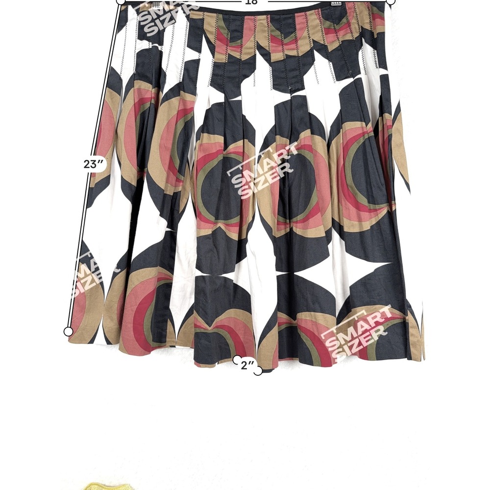 Becky & Max Skirt Womens 12 Multicolor Pleated‎ Retro Geometric Print Cotton - Picture 7 of 8